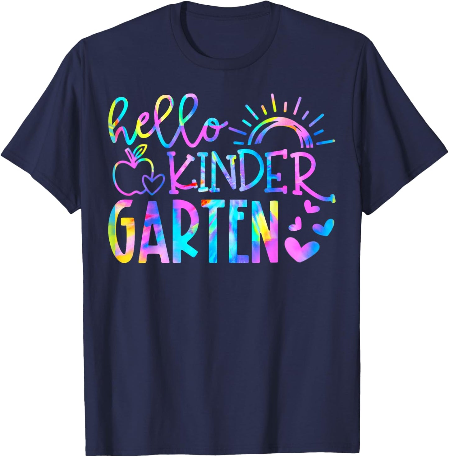 Hello Kindergarten Tie Dye Back To School Kinder Teacher Kid T-Shirt - T-Shirt | Navy