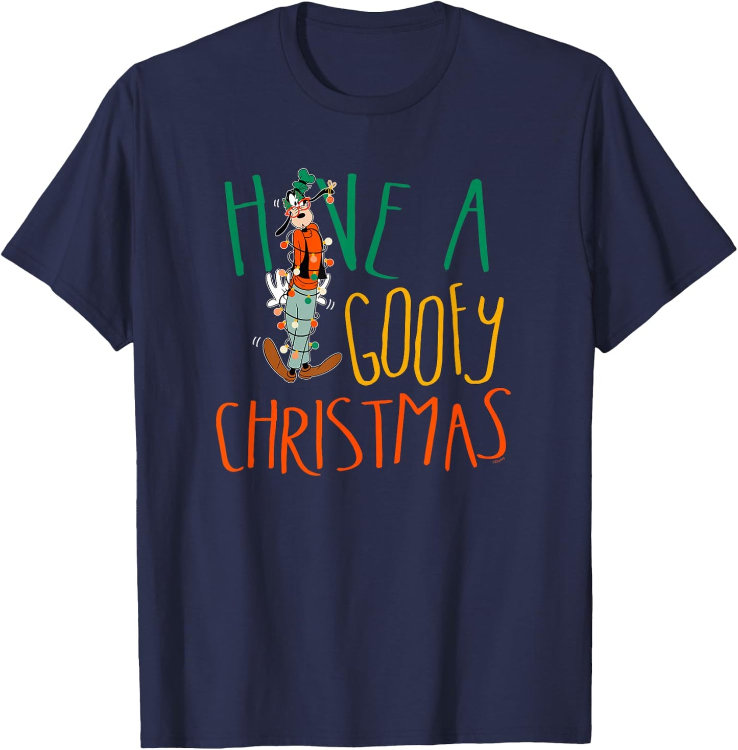 Disney Have a Goofy Christmas Tangled Lights Funny T-Shirt - T-Shirt | Navy