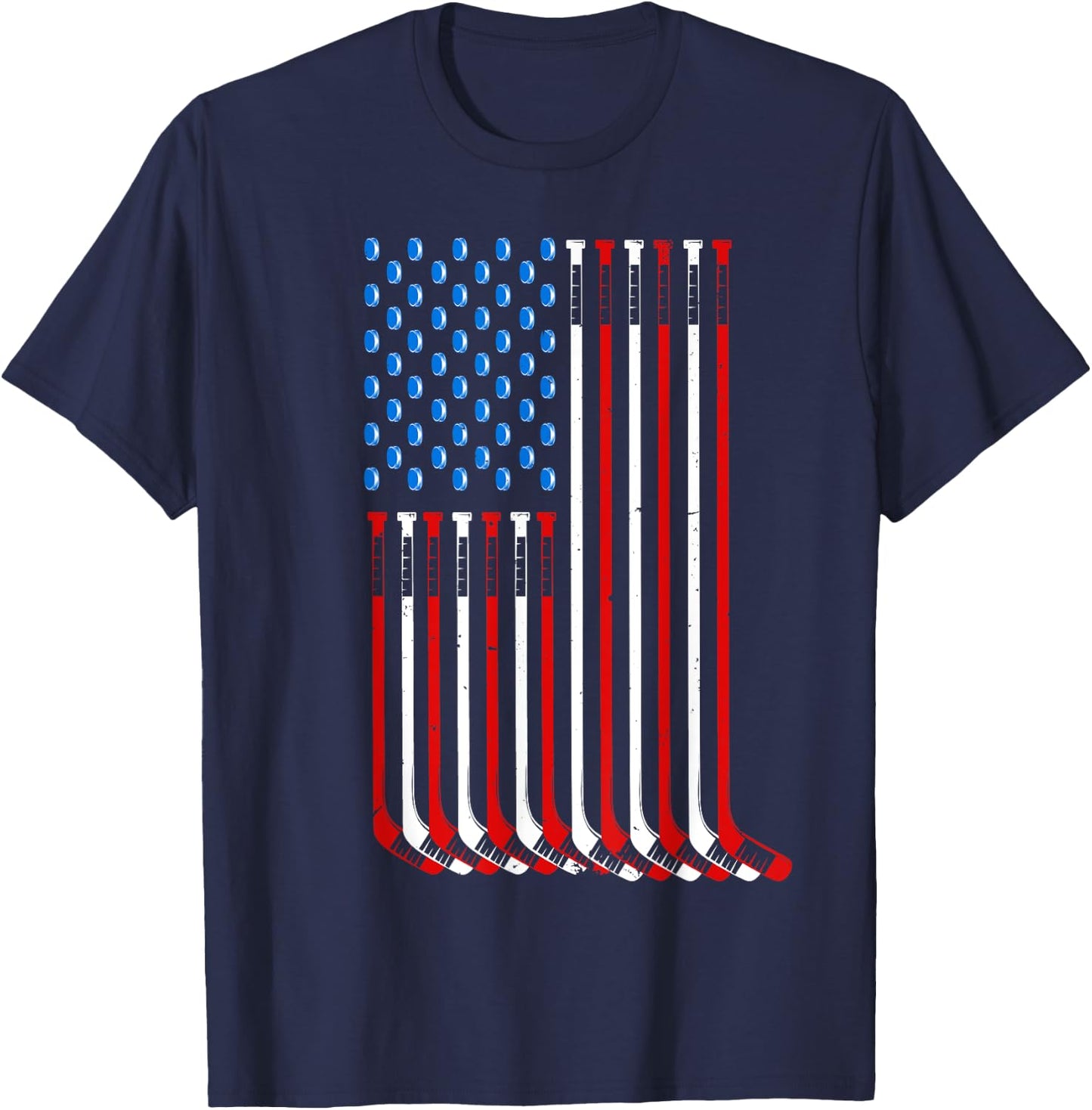 Cool Hockey Art Women American Flag Hockey Goalie T-Shirt - T-Shirt | Navy
