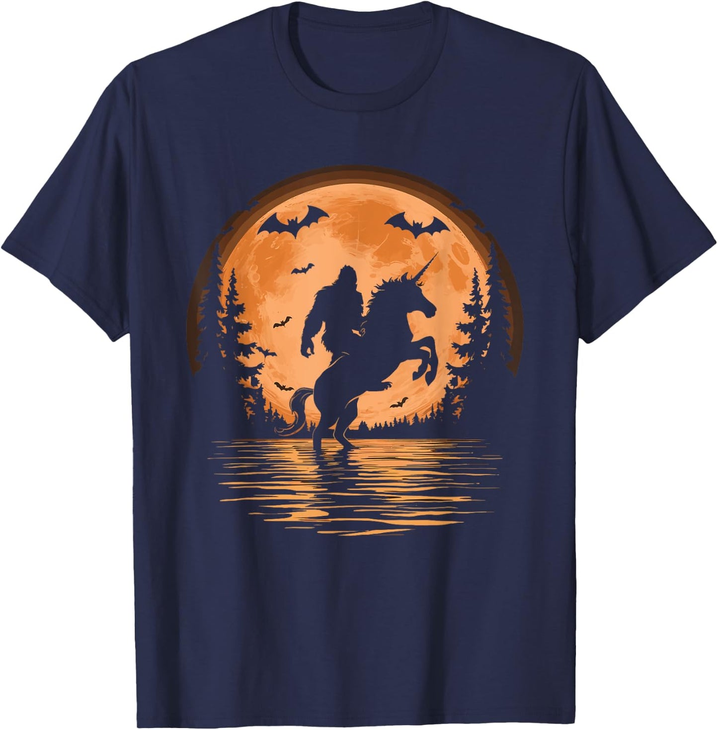 Bigfoot Riding Unicorn T-Shirt - T-Shirt | Navy