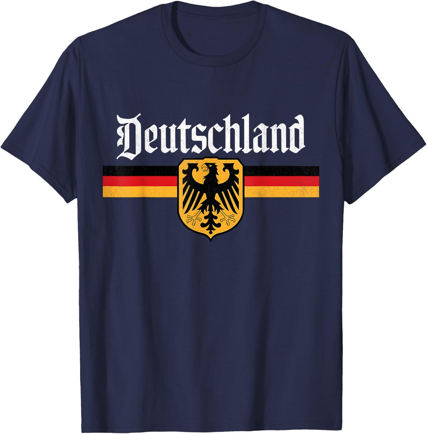 Coat of Arms Eagle Banner Vintage Deutschland Germany Flag , Small, Black T-Shirt - T-Shirt | Navy