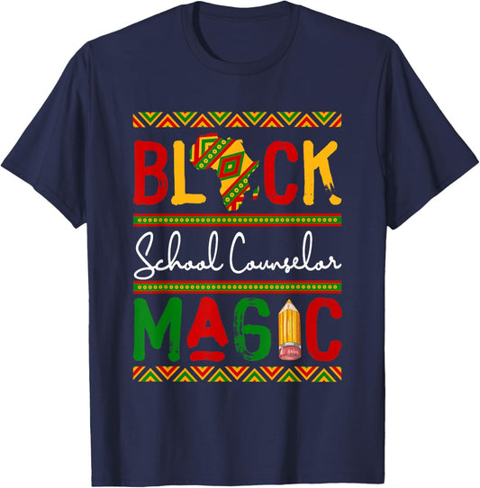 Black Costume School Counselor Proud Black History Month T-Shirt - T-Shirt | Navy