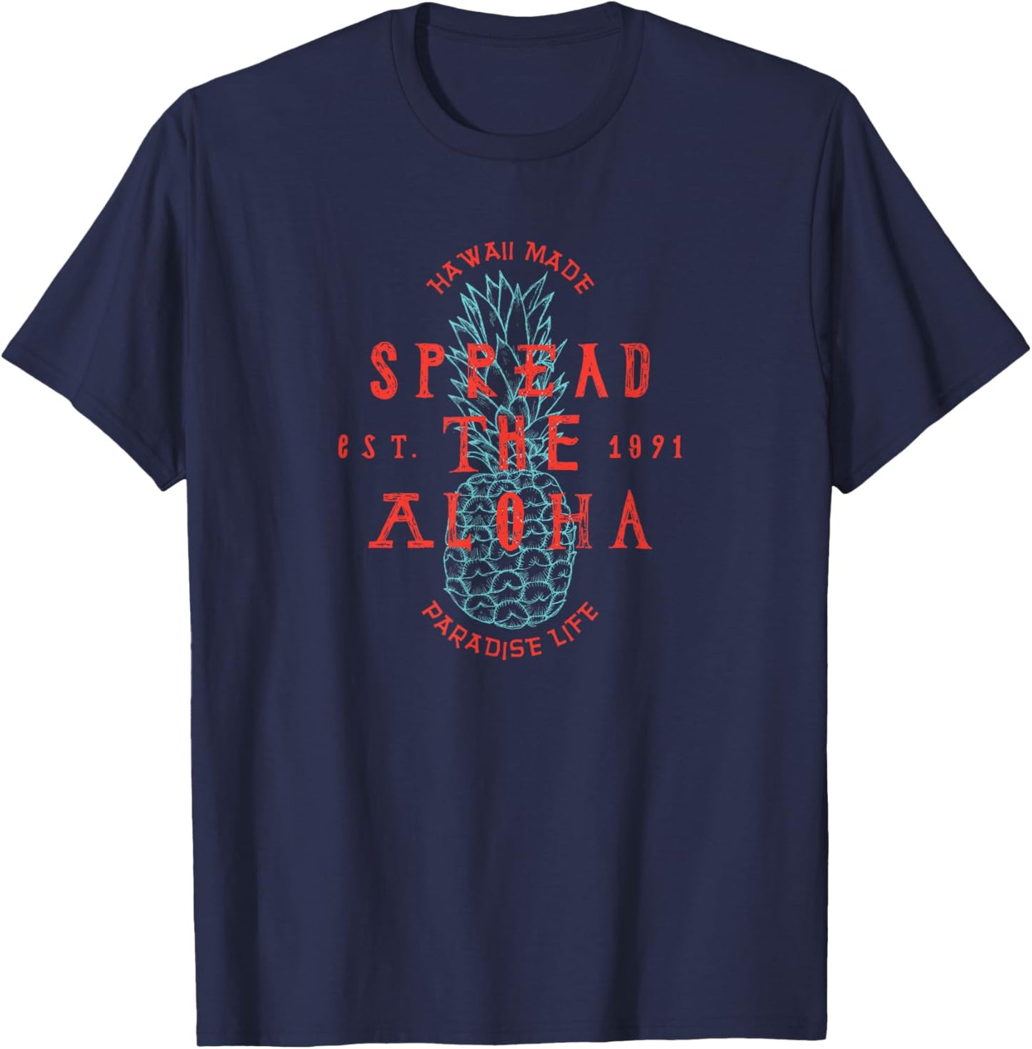 Hawaii Spread the Aloha Pineapple Logo T-Shirt - T-Shirt | Navy