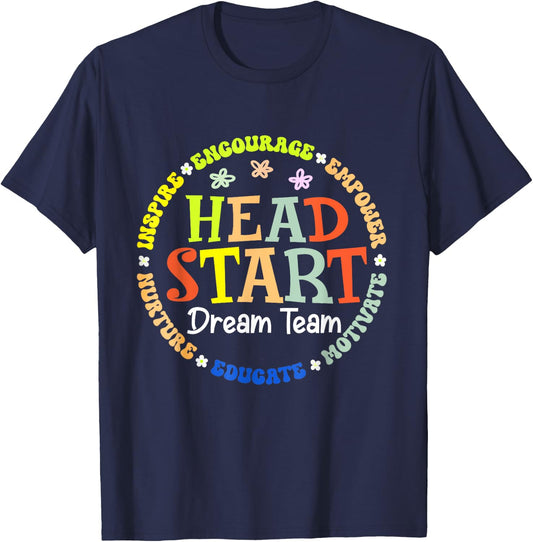 Head Start Dream Team Squad Teacher Headstart Back To School T-Shirt - T-Shirt | Navy