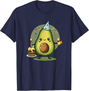 Party Fruit with Hat and Birthday Cake for Avocado Lovers T-Shirt - T-Shirt | Navy