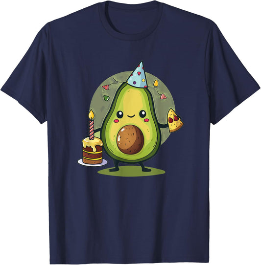 Party Fruit with Hat and Birthday Cake for Avocado Lovers T-Shirt - T-Shirt | Navy