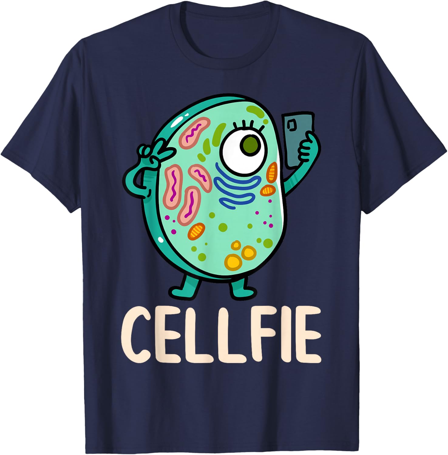 Cell Fie Funny Cellfie Selfie Biology Science Teacher T-Shirt - T-Shirt | Navy