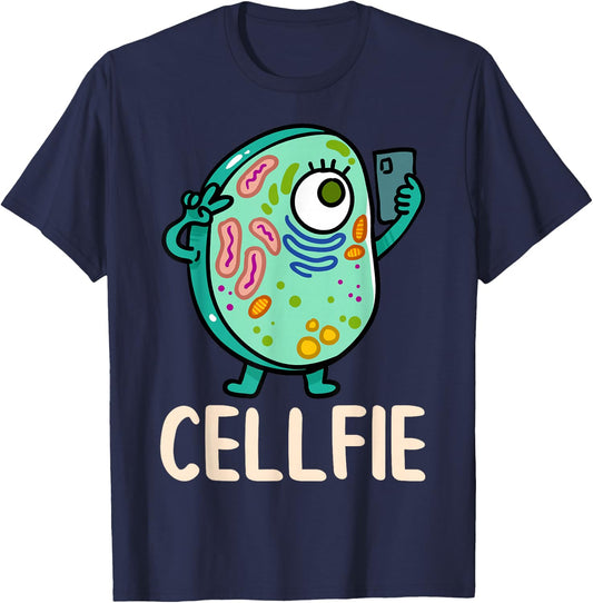 Cell Fie Funny Cellfie Selfie Biology Science Teacher T-Shirt - T-Shirt | Navy