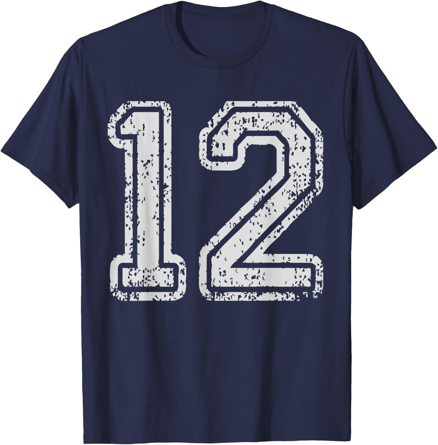 Team Jersey Uniforms Number 12 Twelve School Sports Birthday T-Shirt - T-Shirt | Navy
