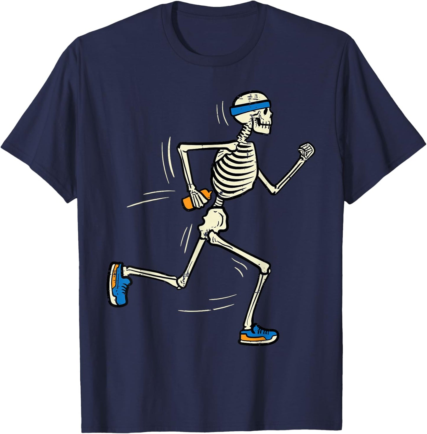 Halloween Skeleton Running Marathon Costume Men Women Kids T-Shirt - T-Shirt | Navy