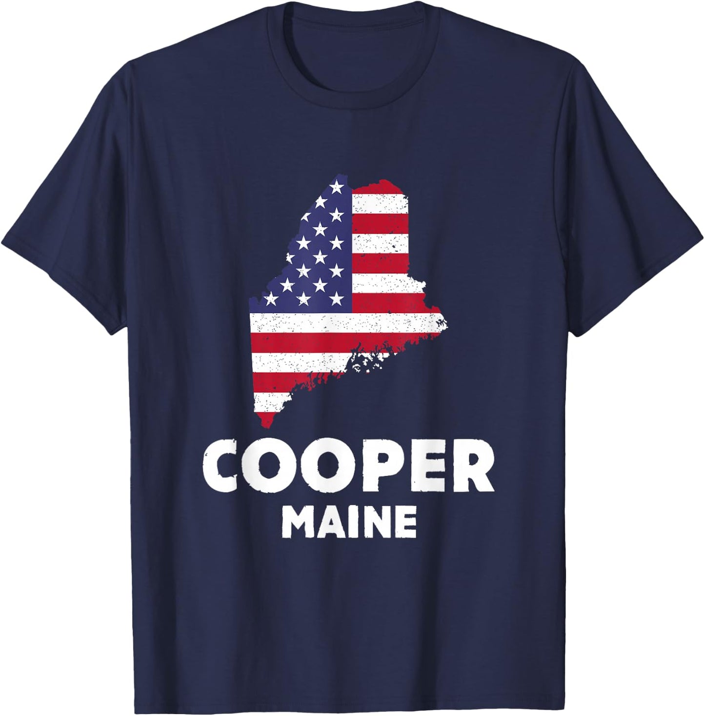 Distressed Patriotic USA Flag Cooper, Maine T-Shirt - T-Shirt | Navy