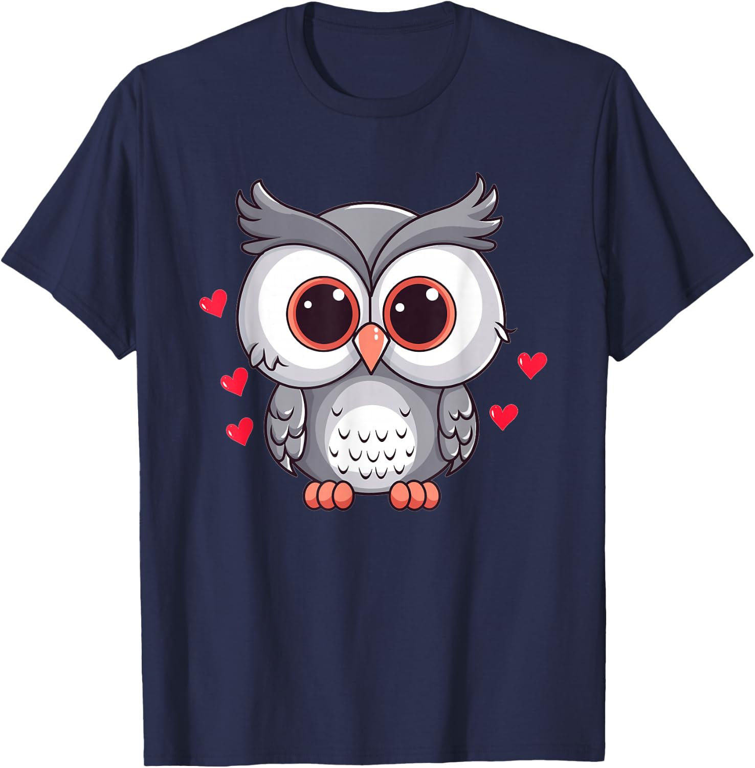 Cute Owl With Hearts I Owl T-Shirt - T-Shirt | Navy