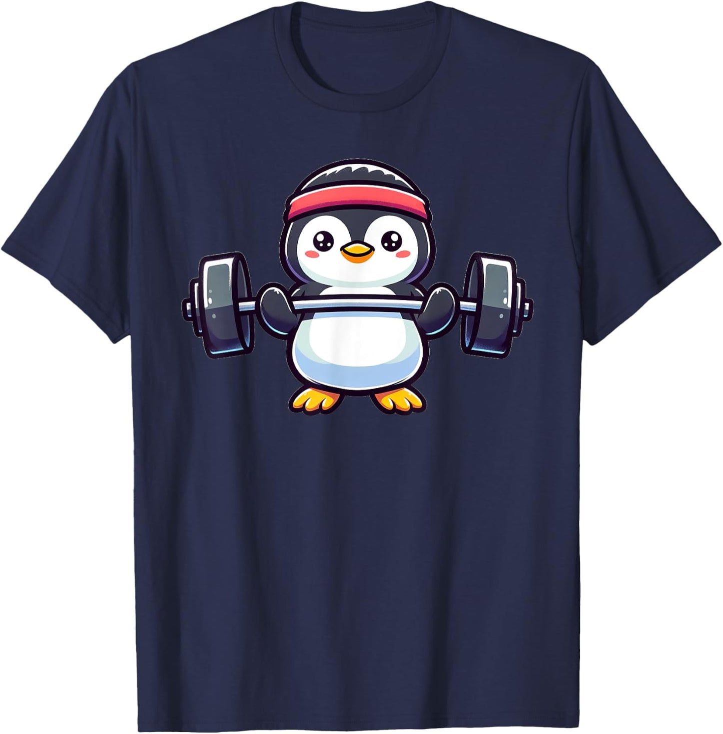 Penguin Powerlifting Weightlifting Gym Workout T-Shirt - T-Shirt | Navy
