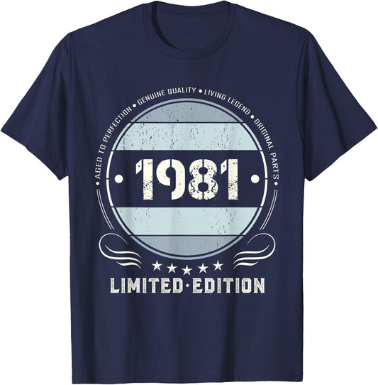 Vintage 1981 T Shirts Retro Funny 1981 Birthday T-Shirt - T-Shirt | Navy