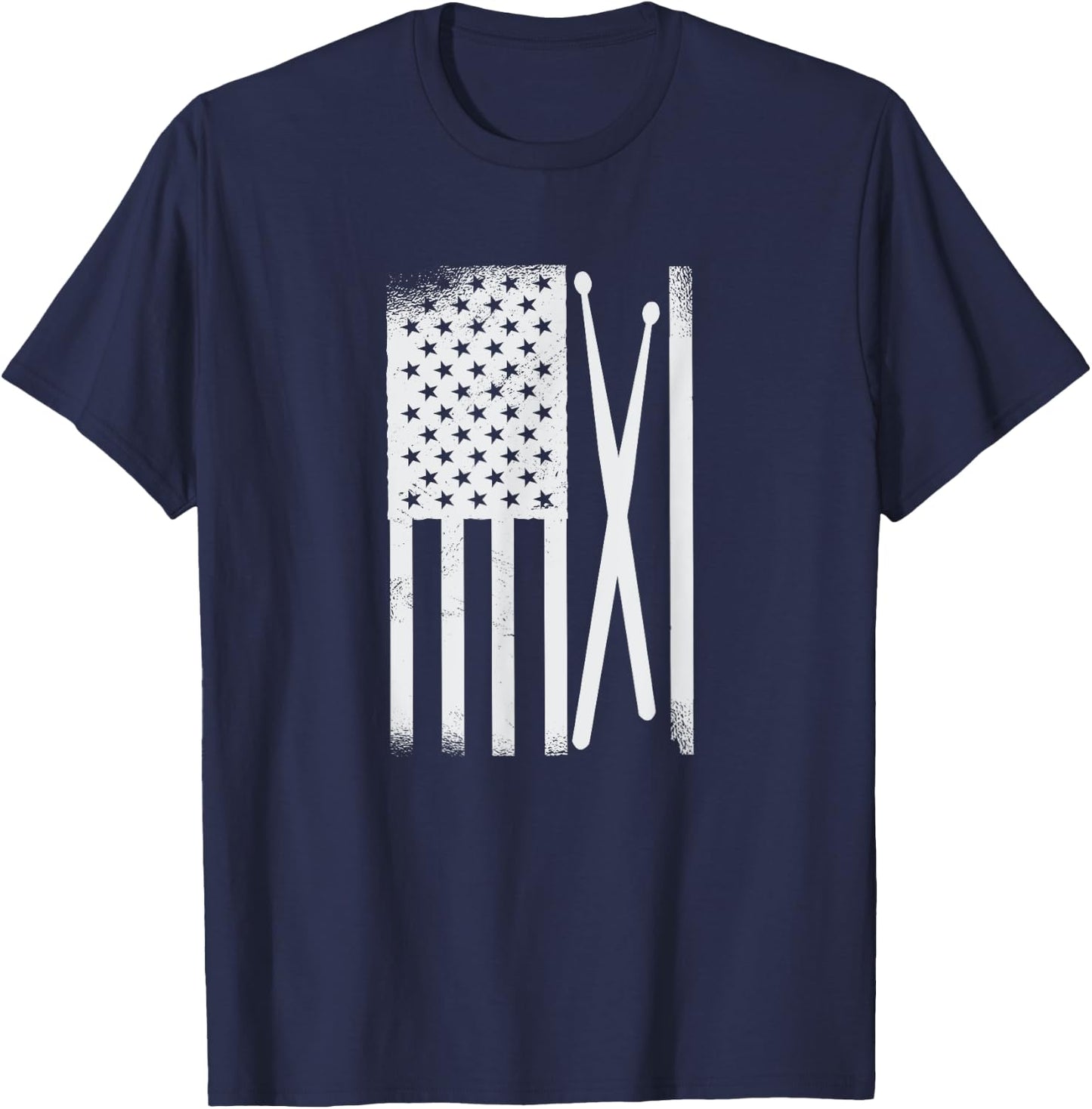 American Flag Drumsticks USA Drummers Vintage Drum Sticks Kids Men T-Shirt - T-Shirt | Navy