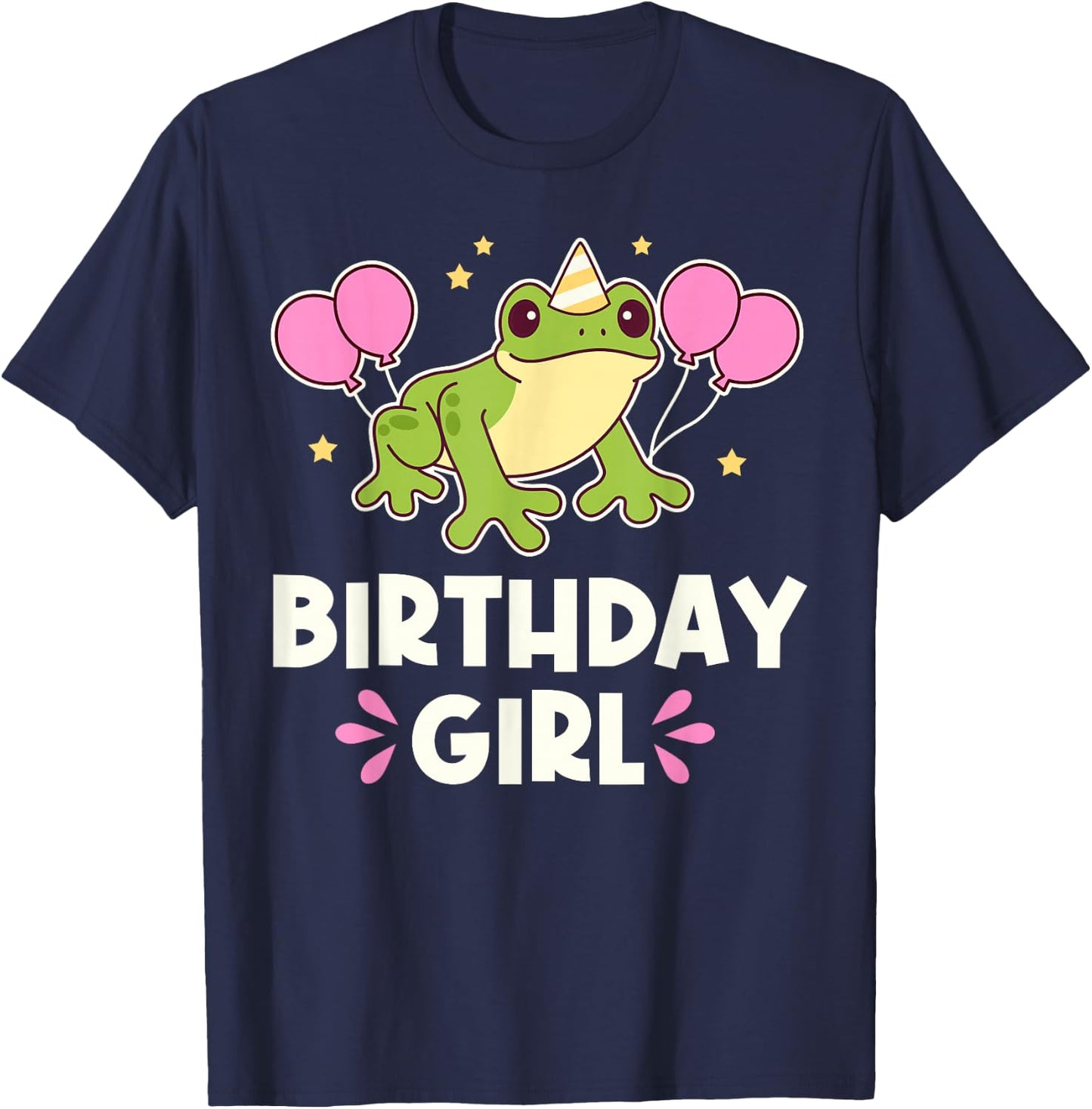 Cute Birthday Girl Frog Graphic T-Shirt - T-Shirt | Navy