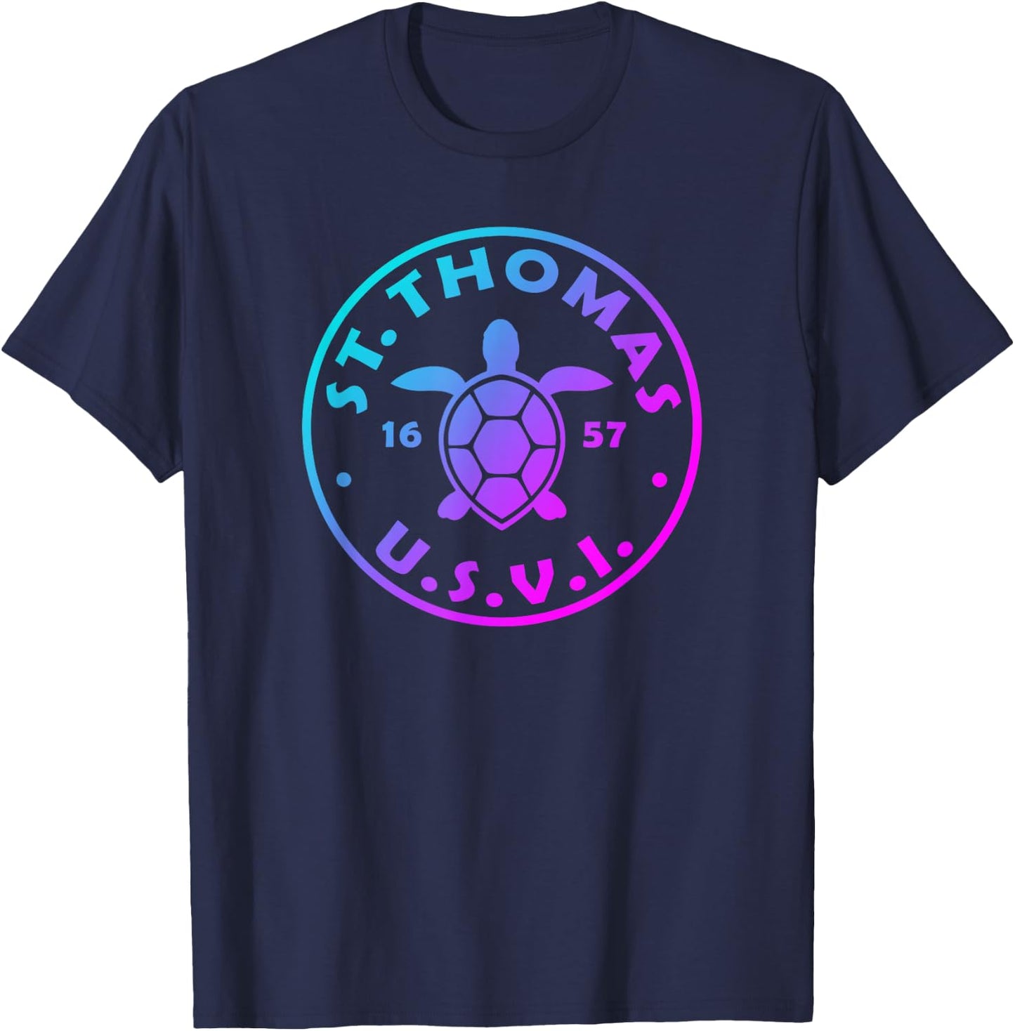 St Thomas USVI Sea Turtle Boys Girls Colorful Souvenir T-Shirt - T-Shirt | Navy