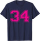 Number 34 Varsity Distressed Vintage Sport Team Player's T-Shirt - T-Shirt | Navy