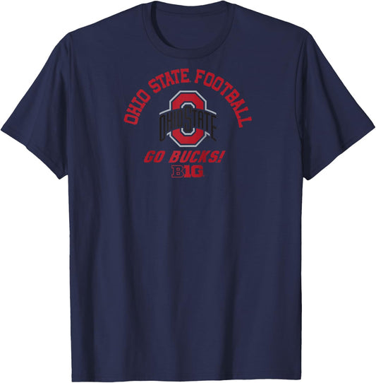 Ohio State Buckeyes Big 10 Football Logo Officially Licensed Raglan Baseball T-Shirt - T-Shirt | Navy