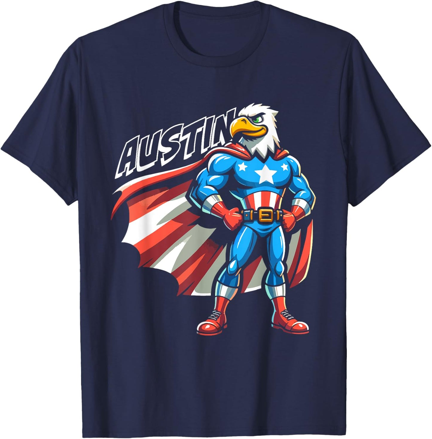 Austin USA Eagle Patriotic Superhero for Boys Name Austin T-Shirt - T-Shirt | Navy