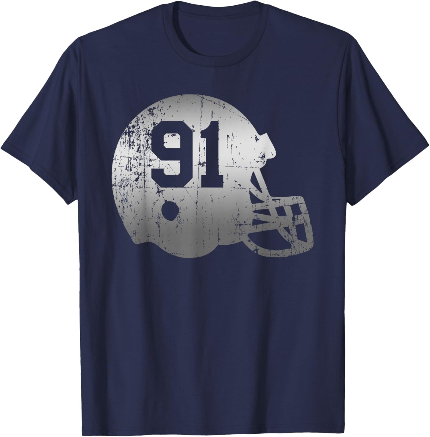 Vintage Football 91 Jersey Number T-Shirt - T-Shirt | Navy