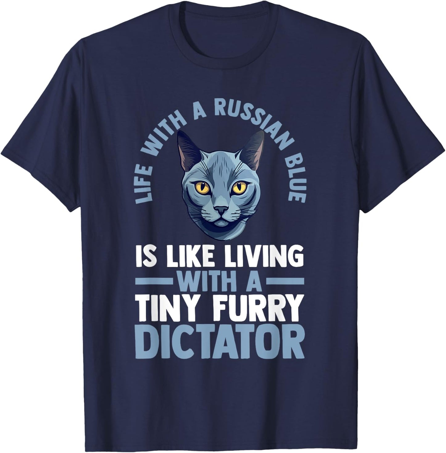 Cat Russian Blue Men Women T-Shirt - T-Shirt | Navy