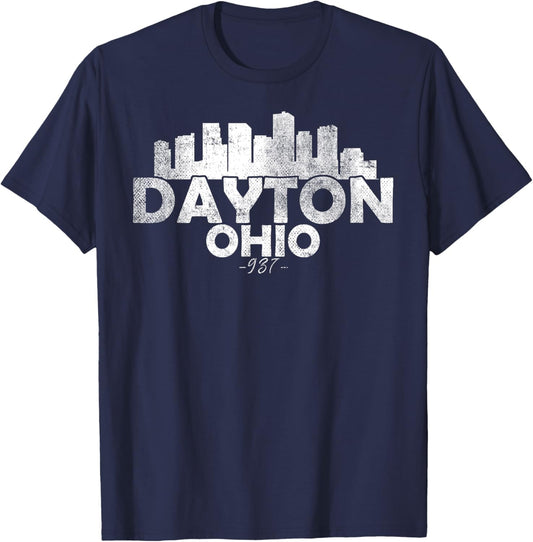 Dayton Ohio OH | Skyline T-Shirt - T-Shirt | Navy