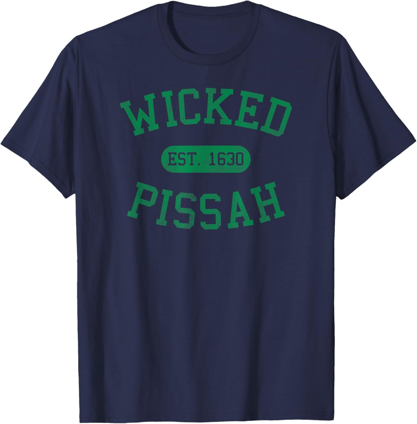 Distressed Vintage Wicked Pissah Boston MA Gag Bostonian T-Shirt - T-Shirt | Navy