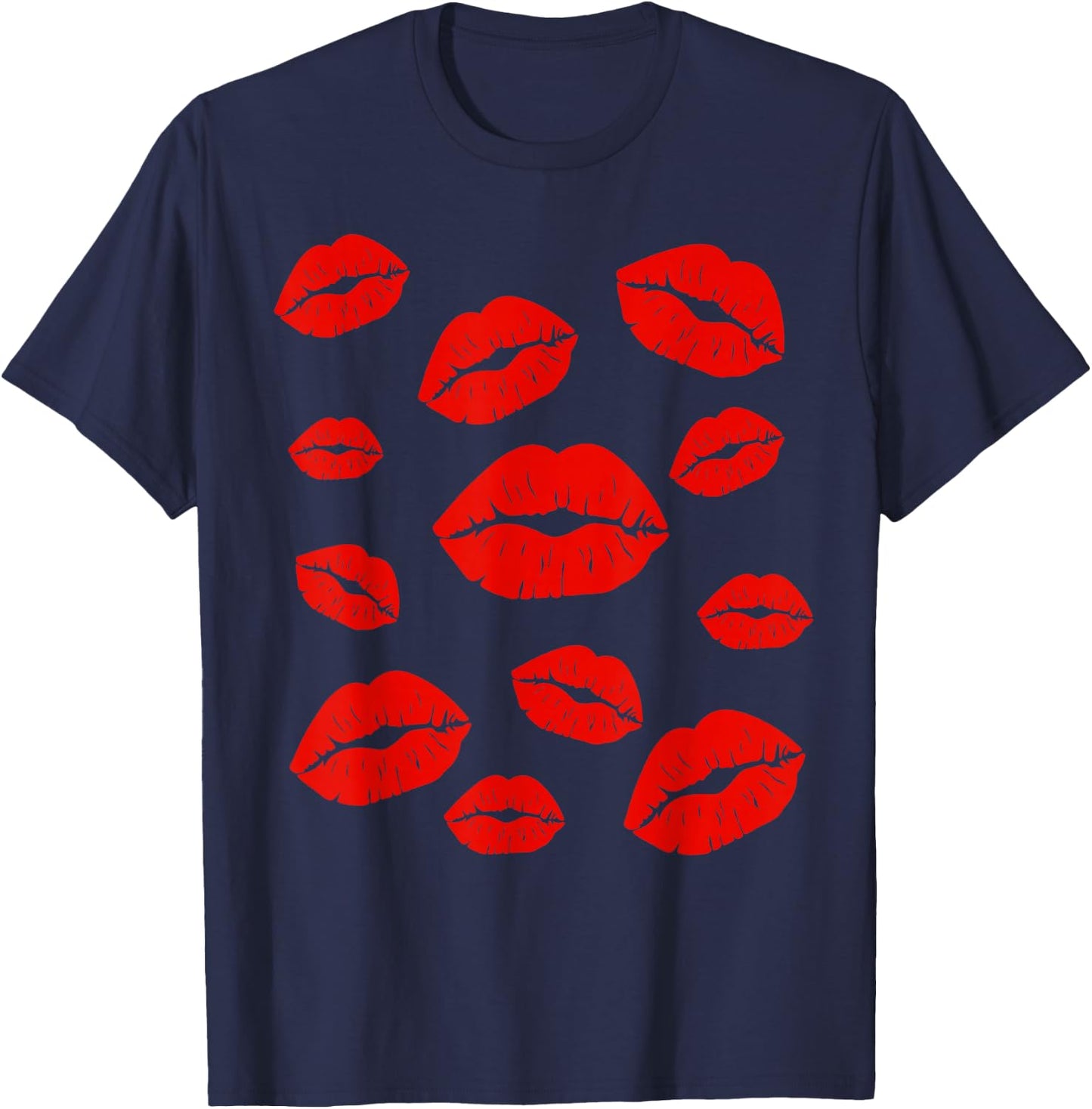 Kiss Lips All Over Kissy Lipstick T-Shirt - T-Shirt | Navy