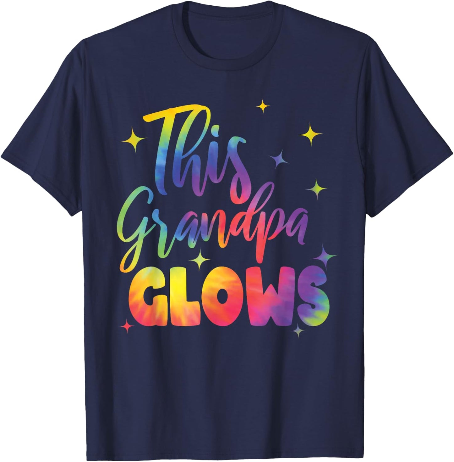 This Grandpa Glows Cute Tie Dye Bright Colors 80's And 90's T-Shirt - T-Shirt | Navy