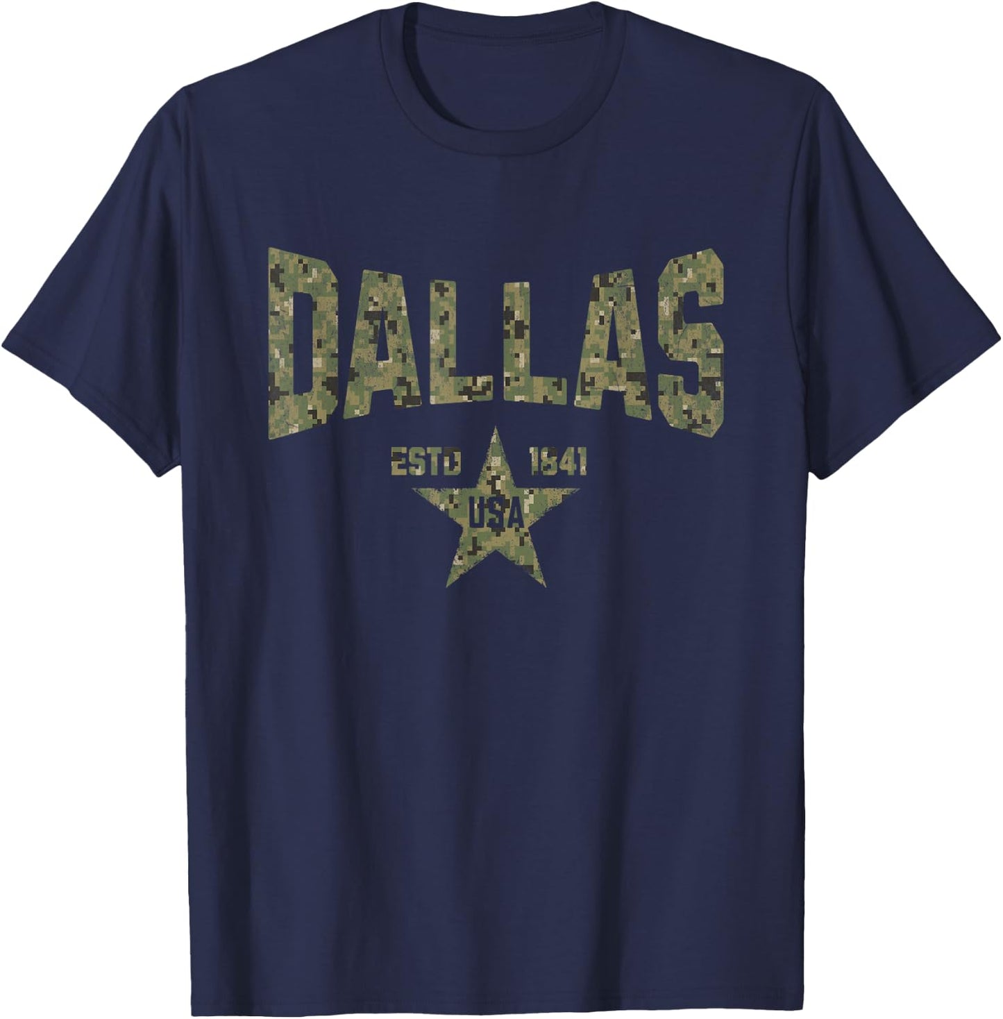 Camo Souvenir USA Star Dallas Texas T-Shirt - T-Shirt | Navy