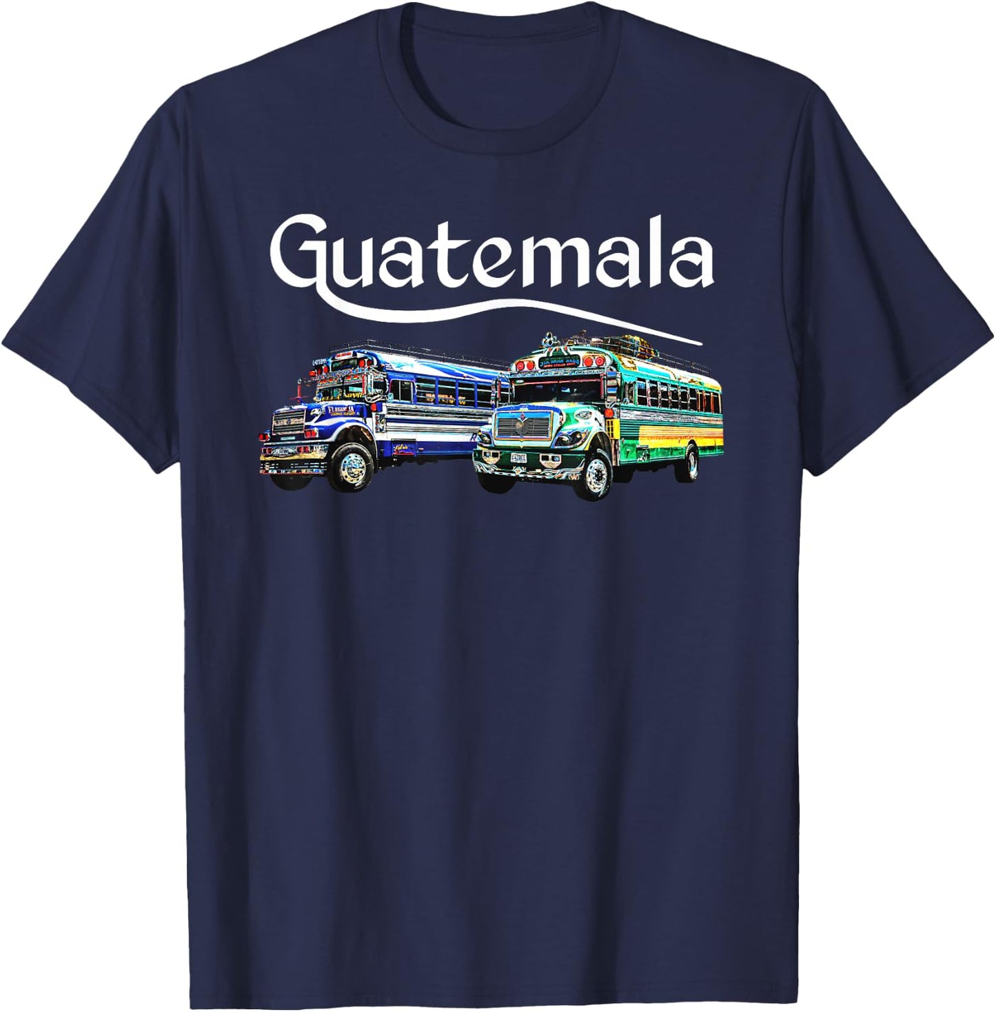 Chicken Bus Guatemala Chapin Quetzal Antigua Tikal Maya 502 T-Shirt - T-Shirt | Navy
