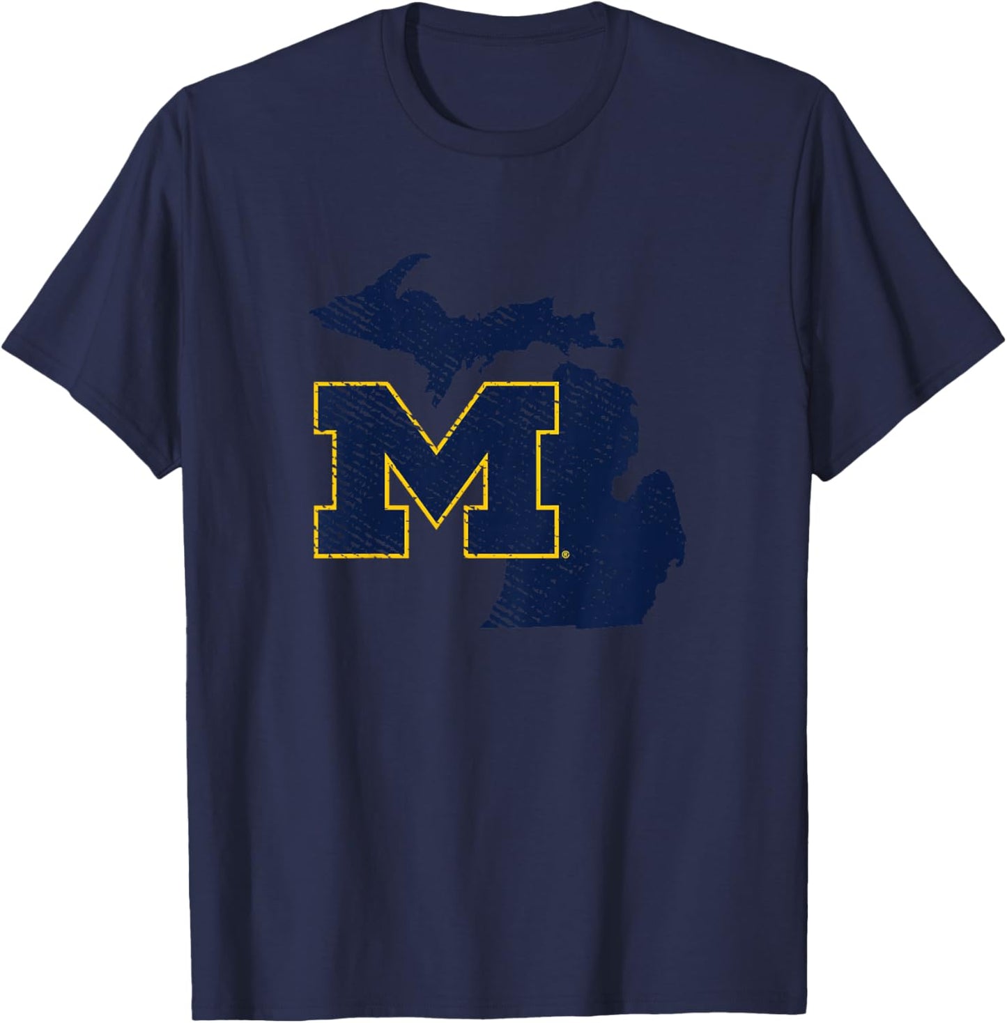 Kids University of Michigan Wolverines U of M State Shape T-Shirt - T-Shirt | Navy