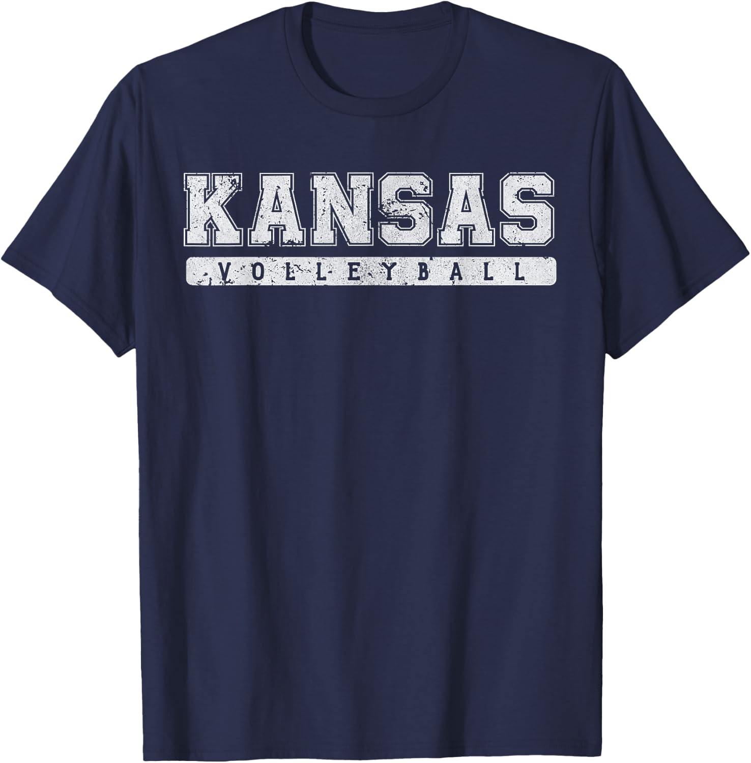 Kansas Volleyball White Vintage Text T-Shirt - T-Shirt | Navy