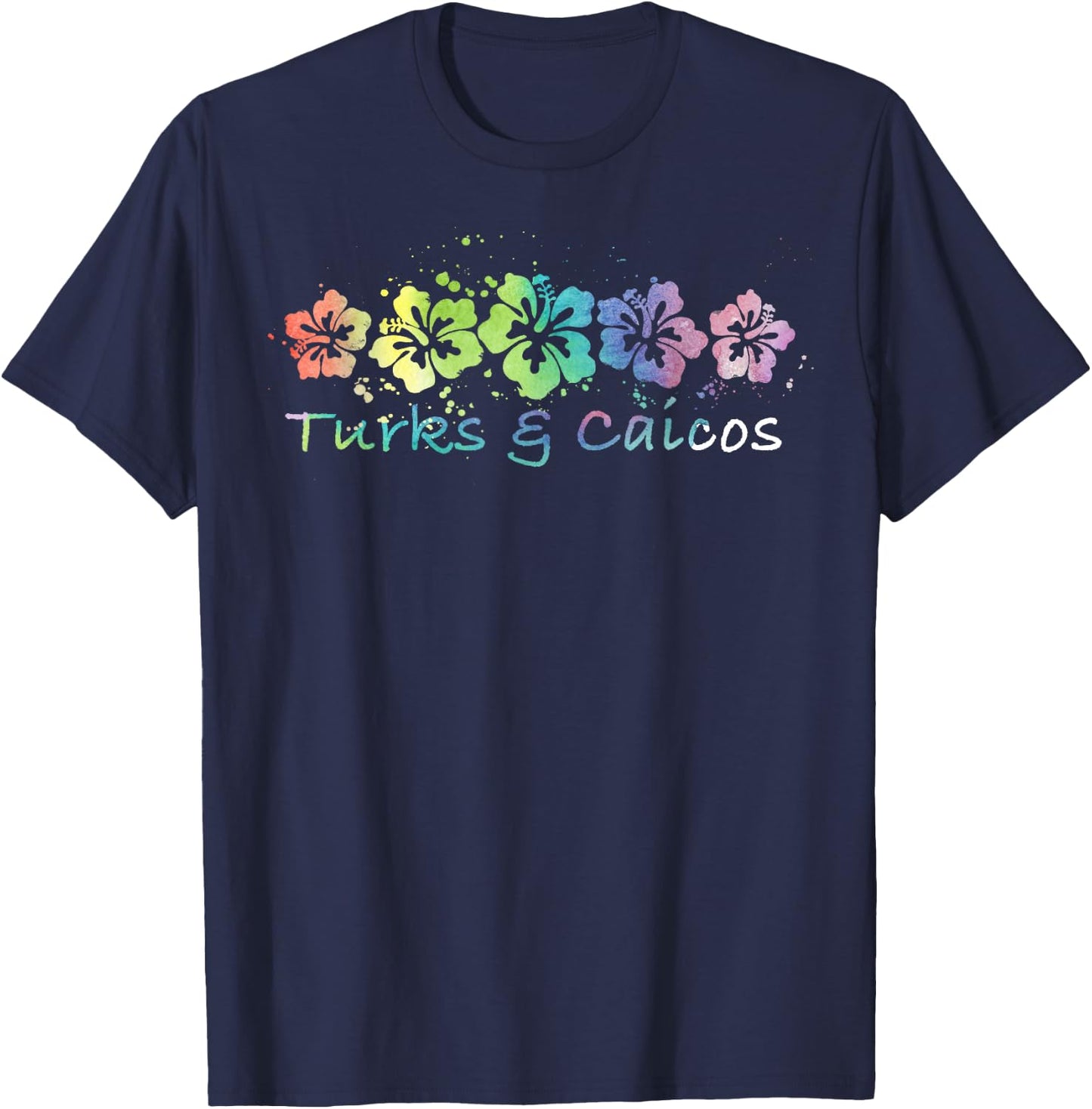 Turks & Caicos Watercolor Beach Design/Travel Surf T-Shirt - T-Shirt | Navy