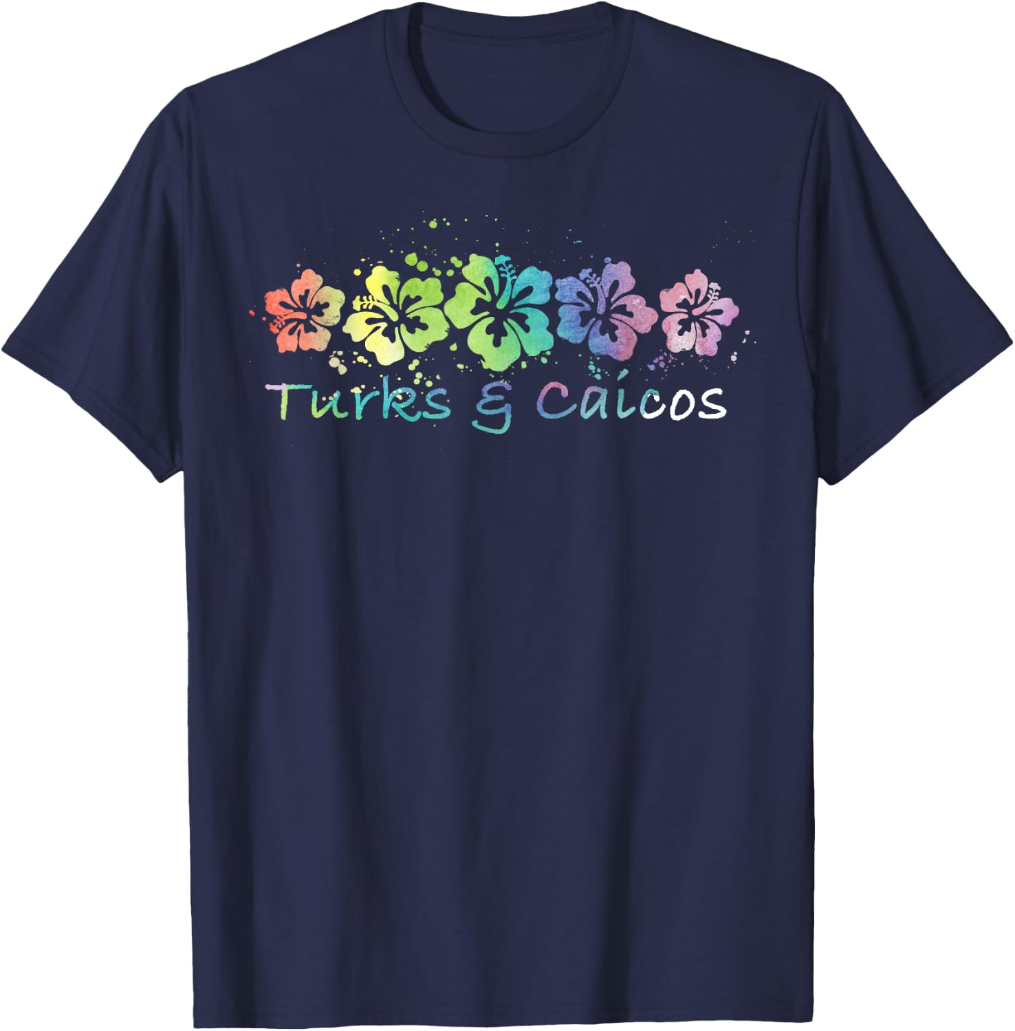 Turks & Caicos Watercolor Beach Design/Travel Surf T-Shirt - T-Shirt | Navy