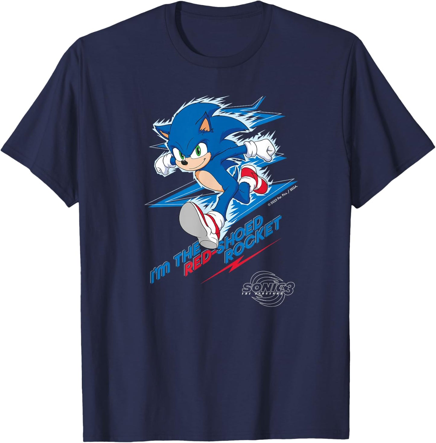 Sonic The Hedgehog 3 - Sonic I'm The Red-Shoed Rocket T-Shirt - T-Shirt | Navy