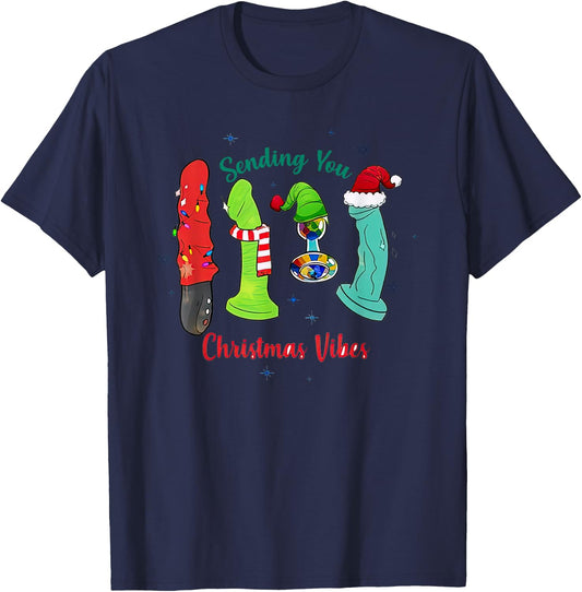 Sending You Gift Christmas Vibes T-Shirt - T-Shirt | Navy