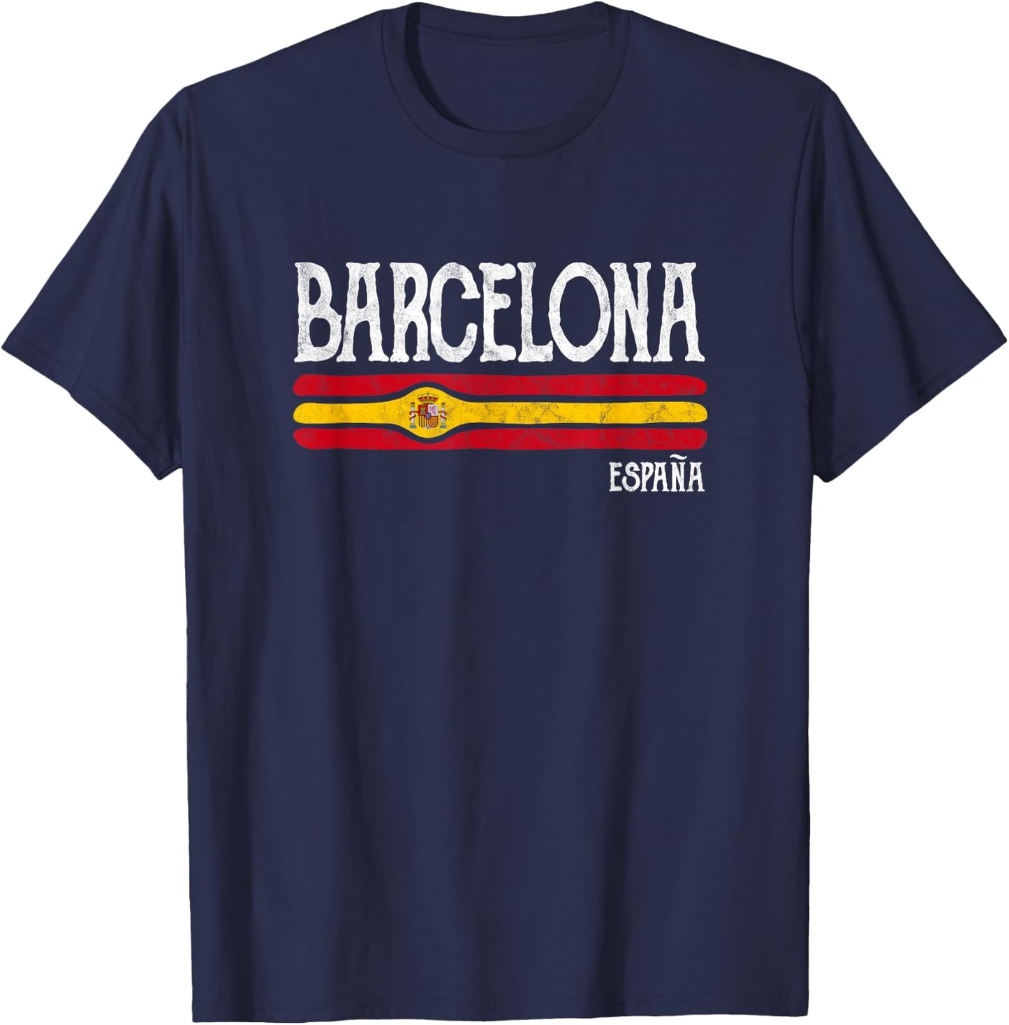 Vintage Barcelona Spain Souvenir Espana Gift T-Shirt - T-Shirt | Navy