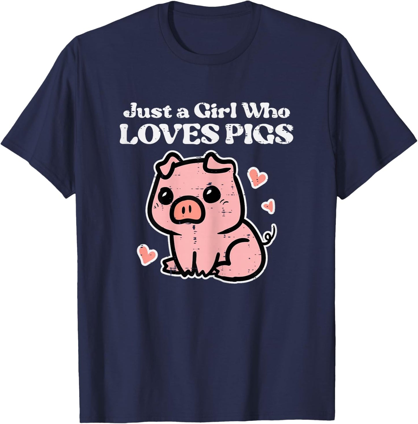 Just A Girl Who Loves Pigs Cute Hog Swine Toddler Girls Kids T-Shirt - T-Shirt | Navy