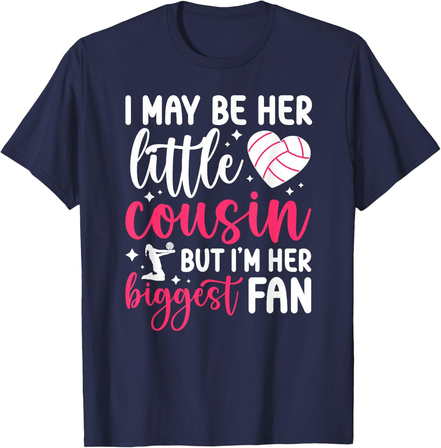 Her Biggest Fan Volleyball Cousin Volleyball Player Cousin T-Shirt - T-Shirt | Navy