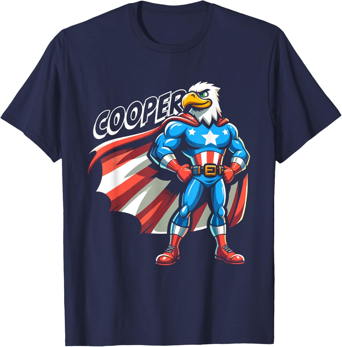Cooper USA Eagle Patriotic Superhero for Boys Name Cooper T-Shirt - T-Shirt | Navy