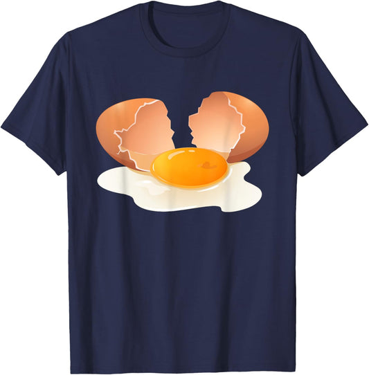 Egg Costume Broken egg Funny Christmas, Halloween Food Lover T-Shirt - T-Shirt | Navy