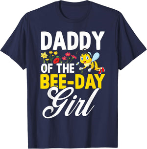 Daddy of The Bee Day Girl Bee Birthday Party Theme T-Shirt - T-Shirt | Navy