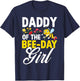 Daddy of The Bee Day Girl Bee Birthday Party Theme T-Shirt - T-Shirt | Navy