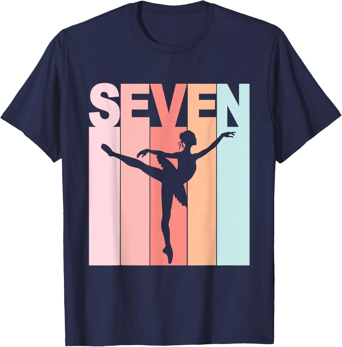 7th Birthday Ballet Dancer 7 Year Old Girl Ballerina T-Shirt - T-Shirt | Navy