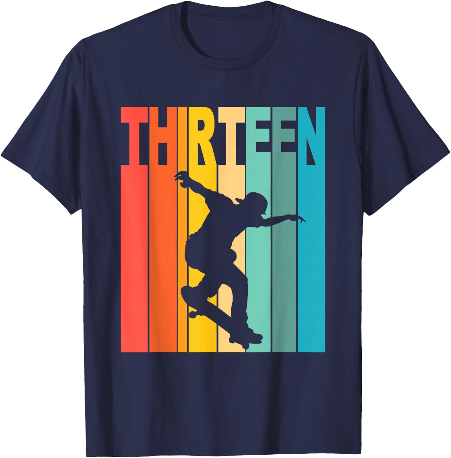 13th Birthday Skateboarding 13 Year Old Skater Party T-Shirt - T-Shirt | Navy