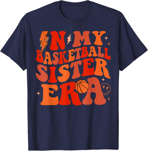 In My Basketball Sister Era Groovy Basketball Sister T-Shirt - T-Shirt | Navy