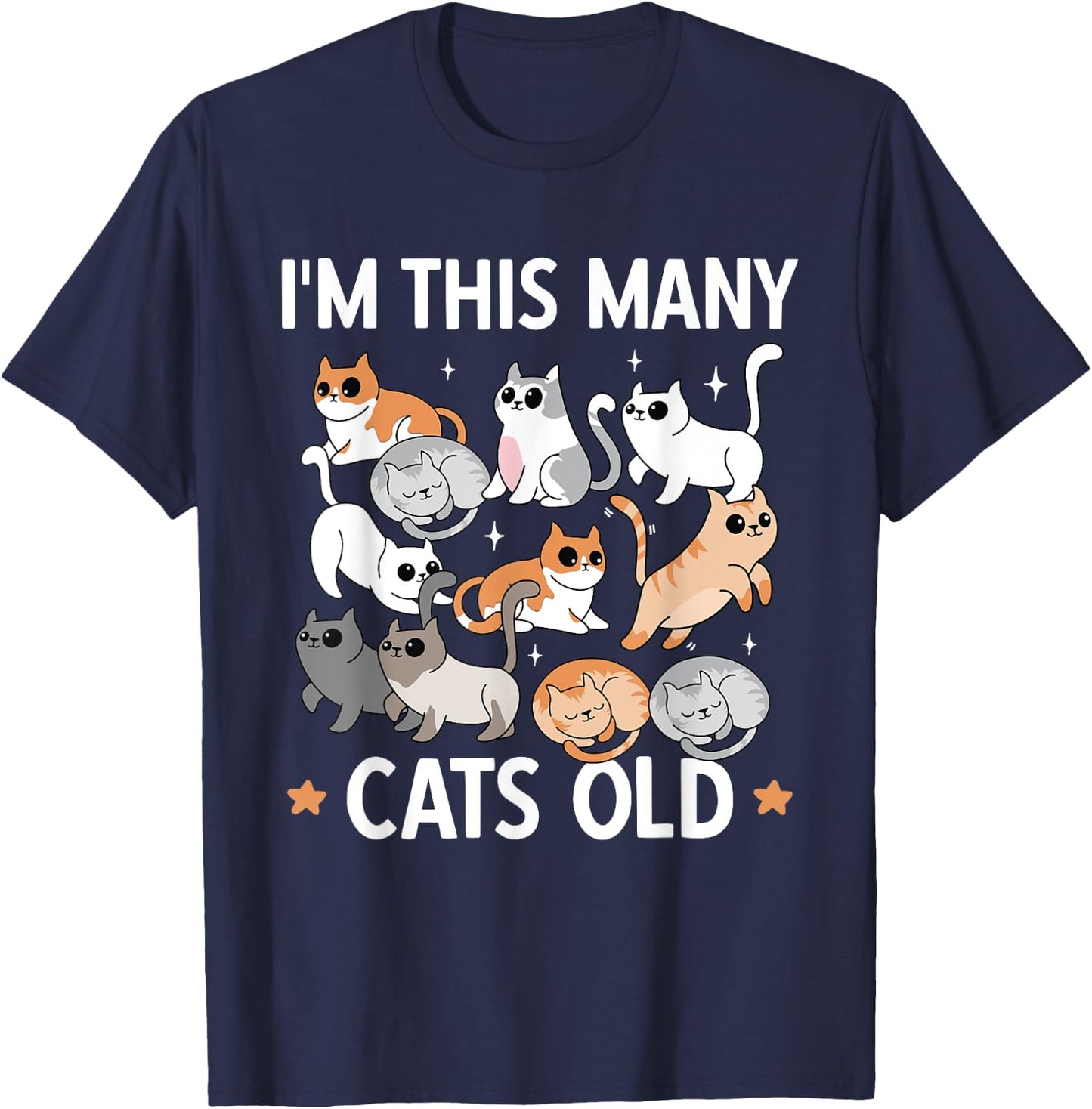 I'm This Many Cats Old 11th Birthday Party Kitten Cat T-Shirt - T-Shirt | Navy