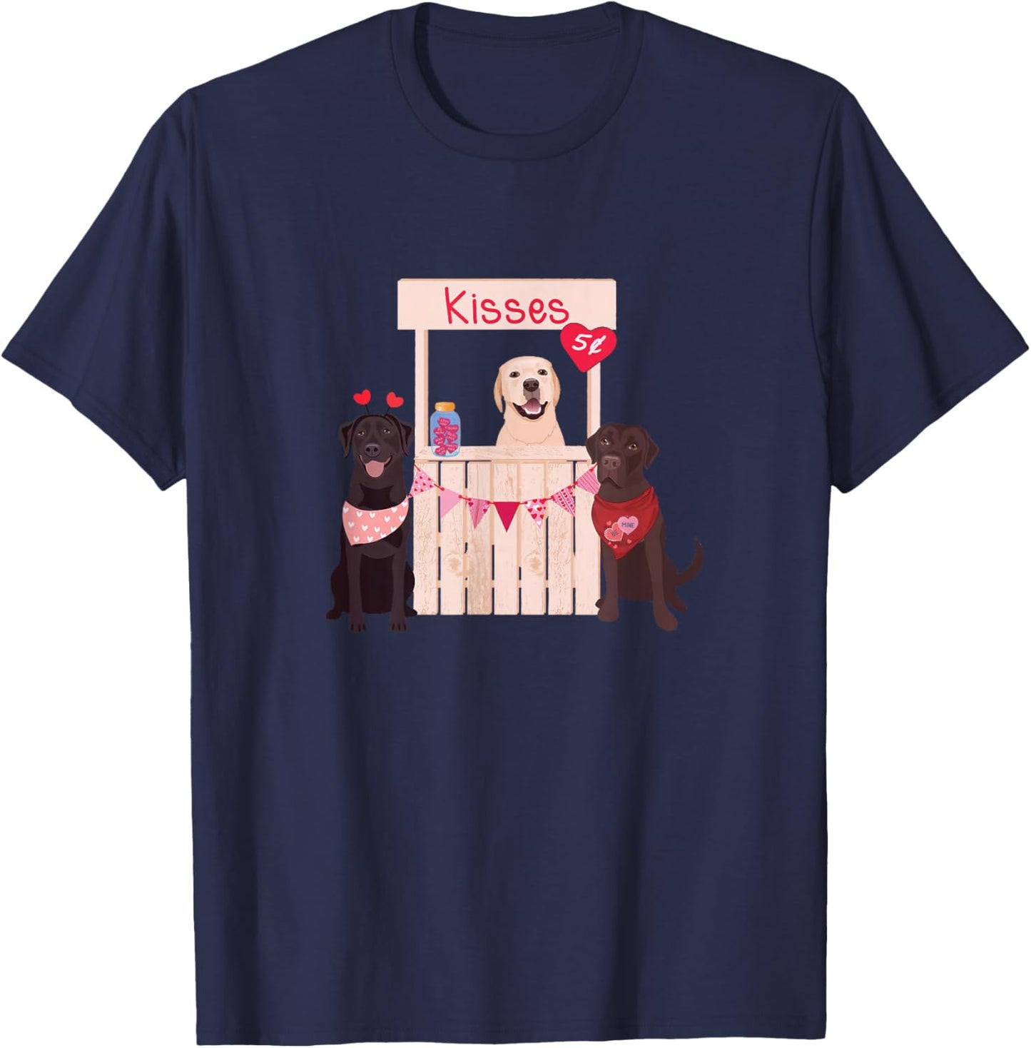 Labrador Retriever Valentines Day Dog Mom Dog Lovers Women Kids T-Shirt - T-Shirt | Navy